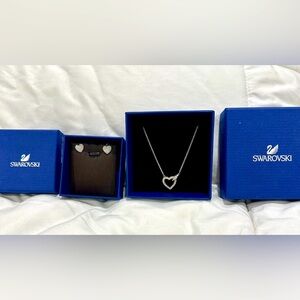 New - Never Worn Swarovski Crystal Heart Earring & Necklace Set